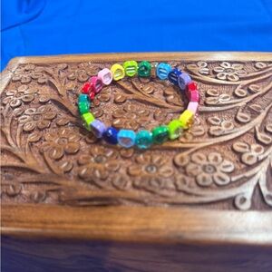 NWOT Candy Gem Heart Rainbow Stretch Bracelet 🌈